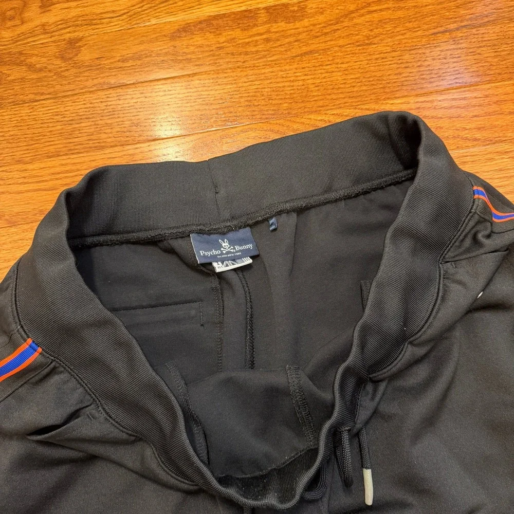 Psycho Bunny Sweatpants Jogger Mens Size 1 XLT Black Side Striped Track Lounge